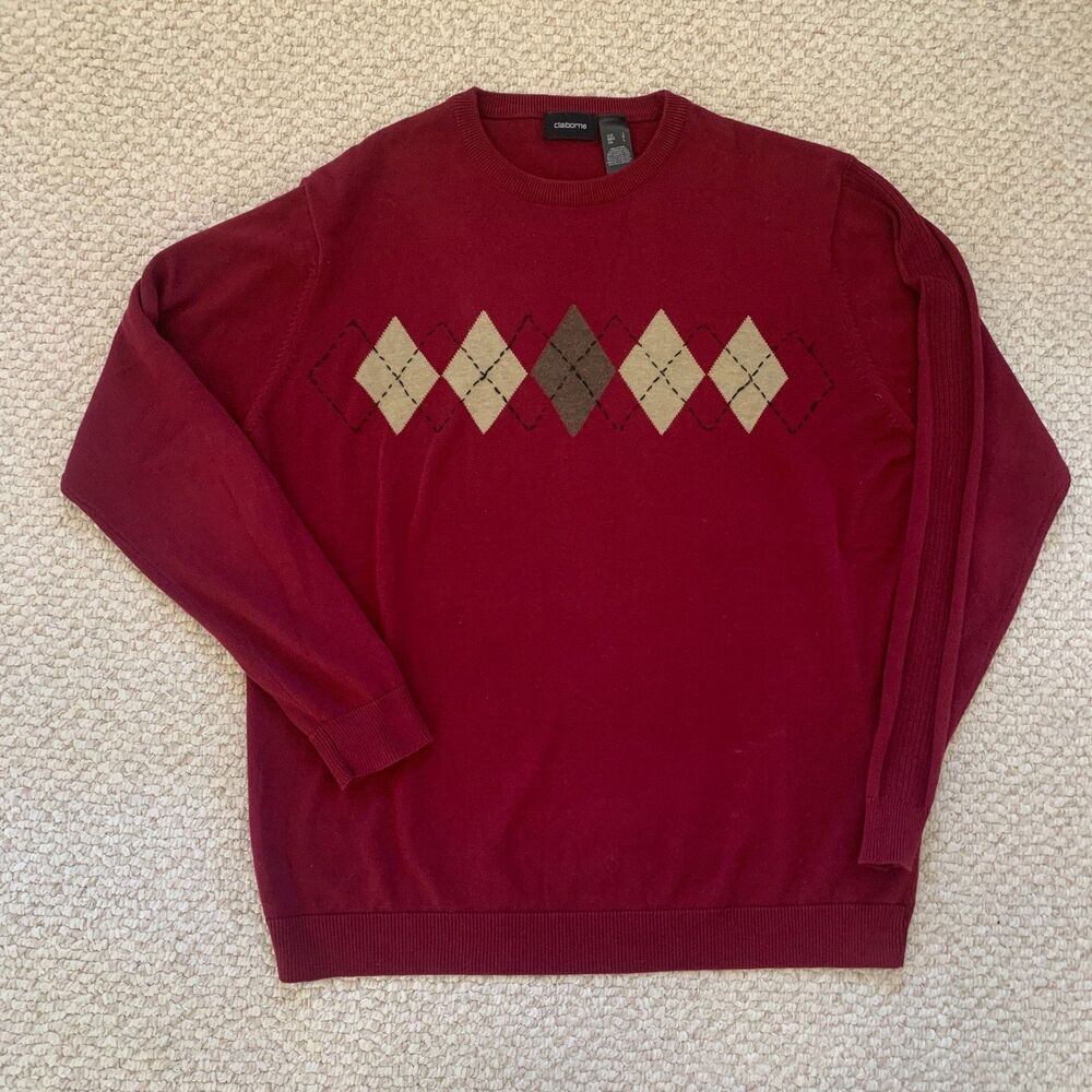 Vintage 100% Cotton Argyle Grandpa Sweater Size L